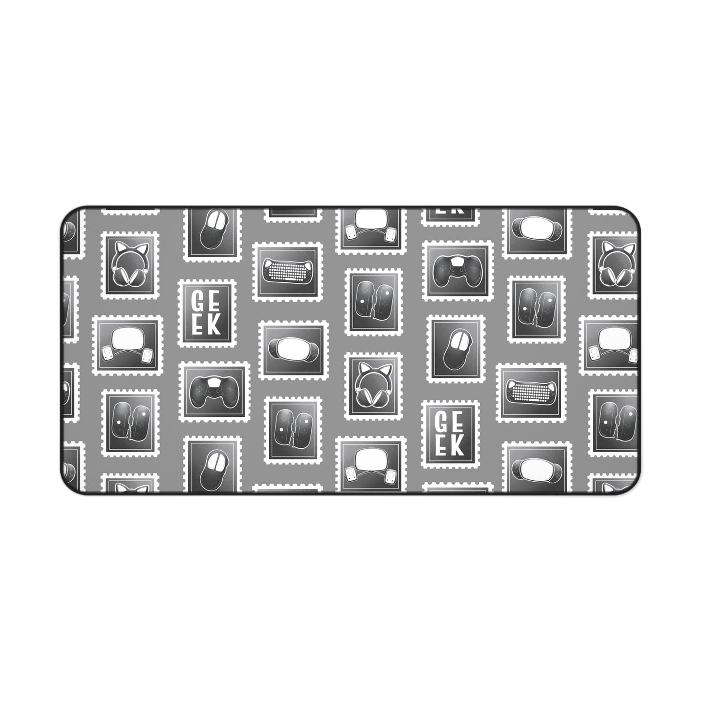 Stamp Gamer Geek Essentials Gaming Desk Mat Mouse Pad for Gamers and Streamers