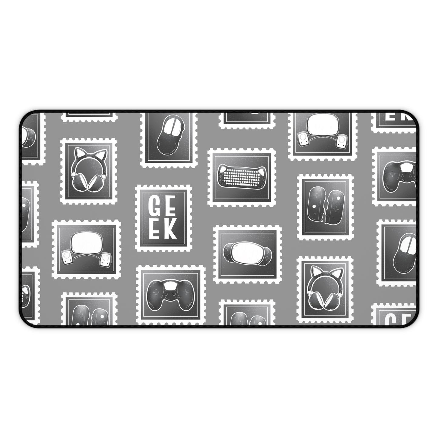 Stamp Gamer Geek Essentials Gaming Desk Mat Mouse Pad for Gamers and Streamers