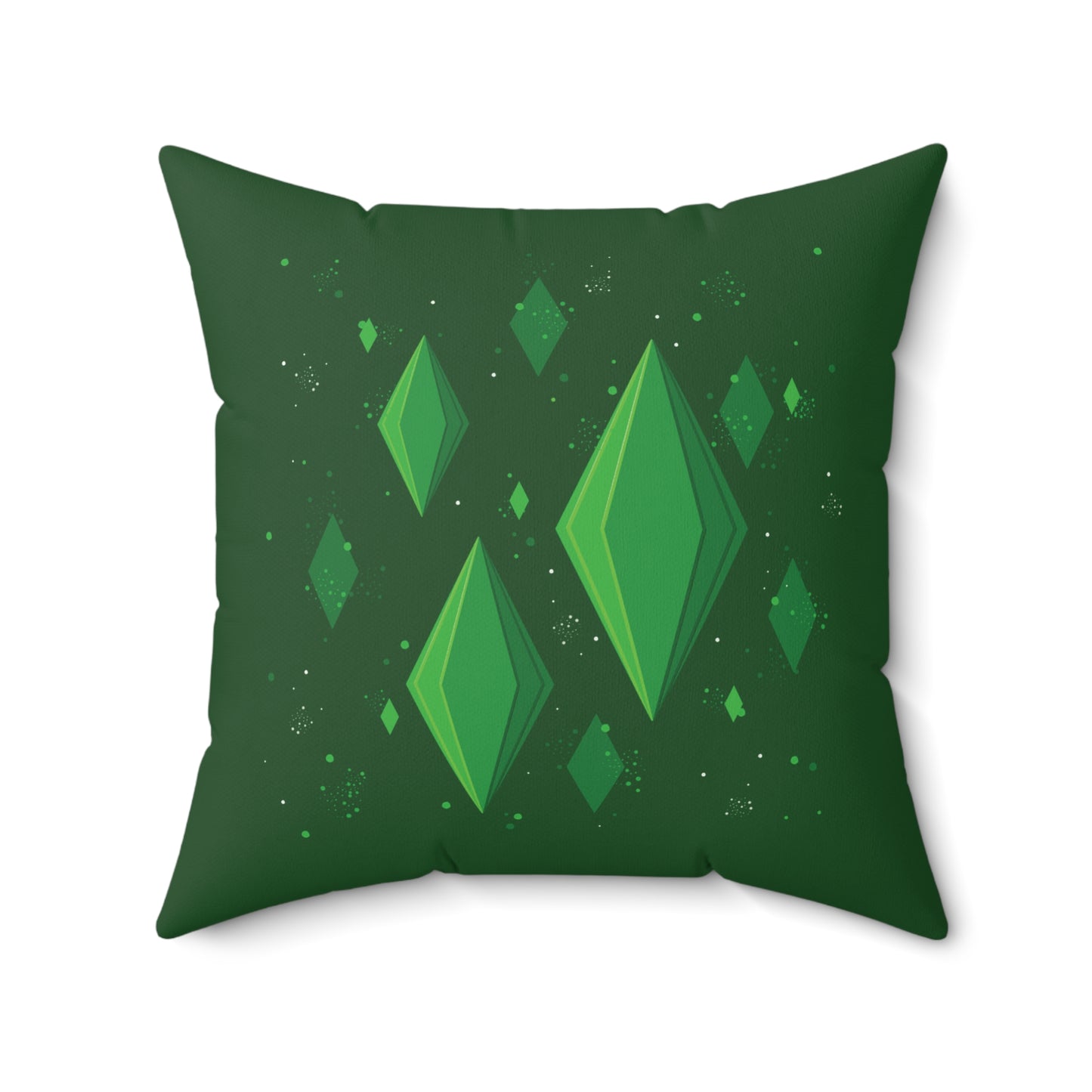 SIMS-inspired Diamond Cozy Gamer Spun Square Pillow for Gaming Rooms and Cozy Gaming Sessions