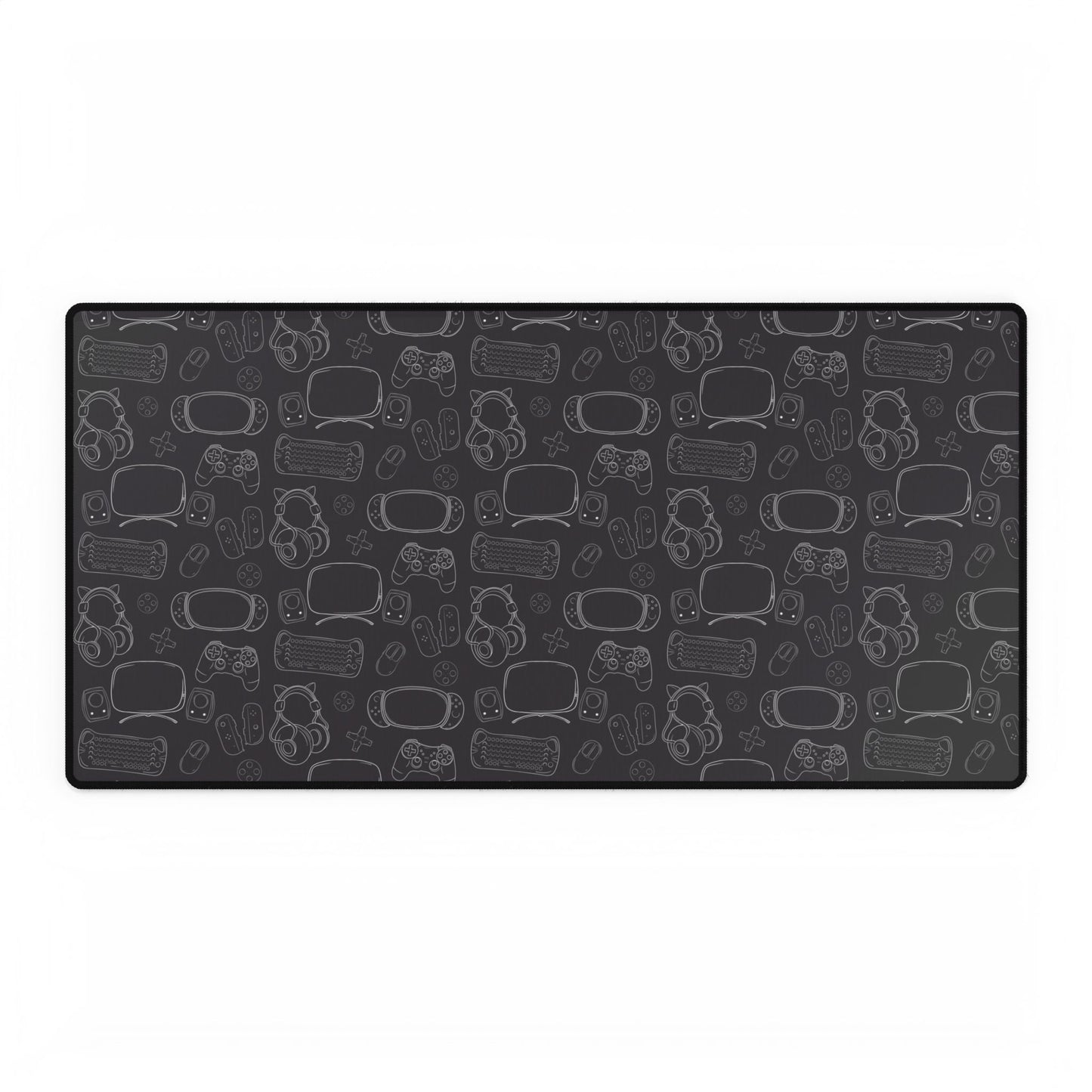 Geeky Gamer Lined Gaming Essentials Desk Mat Mouse Pad on a Dark Grey Background for Gaming and Desk Setups