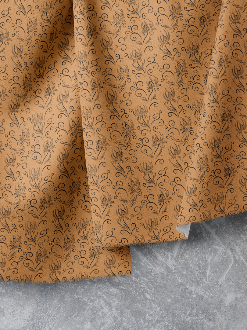 Sally Sea Holly Floral Swirls Pattern in Orange, Small