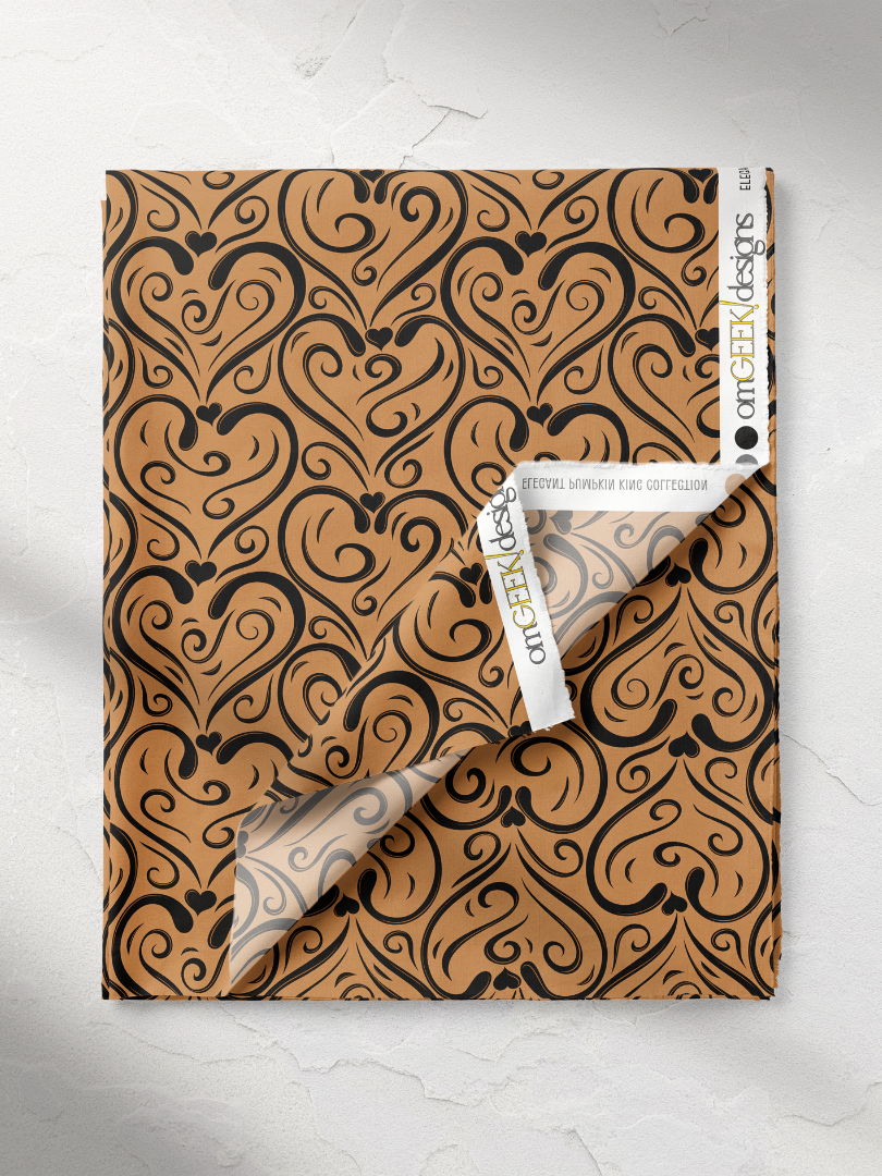 Meant To Be Elegant Heart Swirl Pattern on Muted Orange