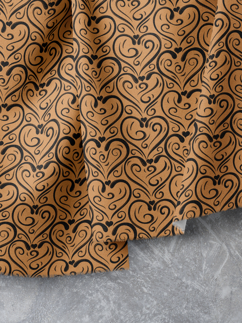 Meant To Be Elegant Heart Swirl Pattern on Muted Orange