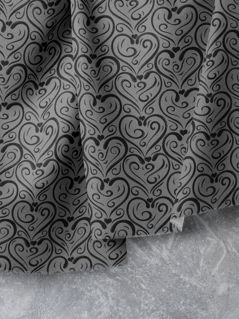 Meant To Be Elegant Heart Swirl Pattern on Muted Gray