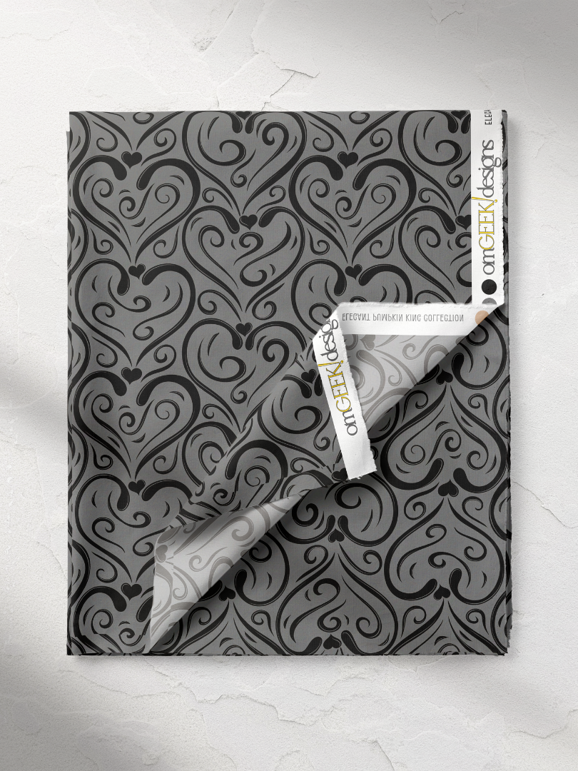 Meant To Be Elegant Heart Swirl Pattern on Muted Gray