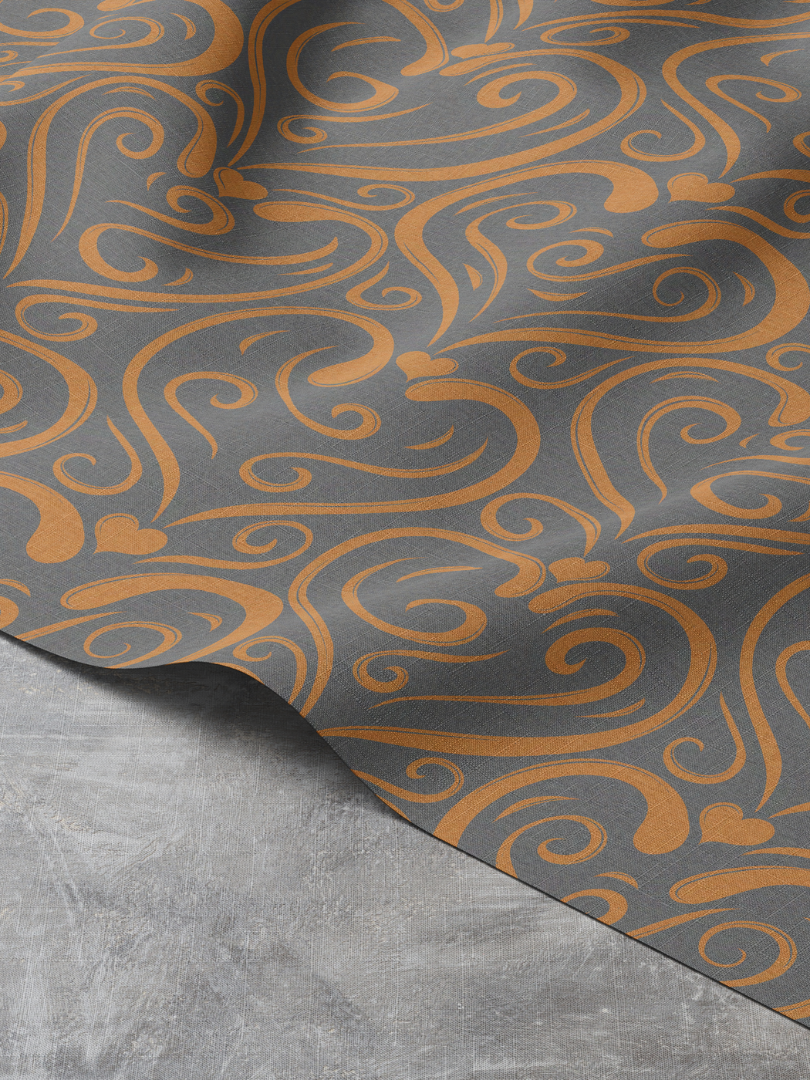 Meant To Be Elegant Heart Swirl Pattern on Muted Orange and Gray