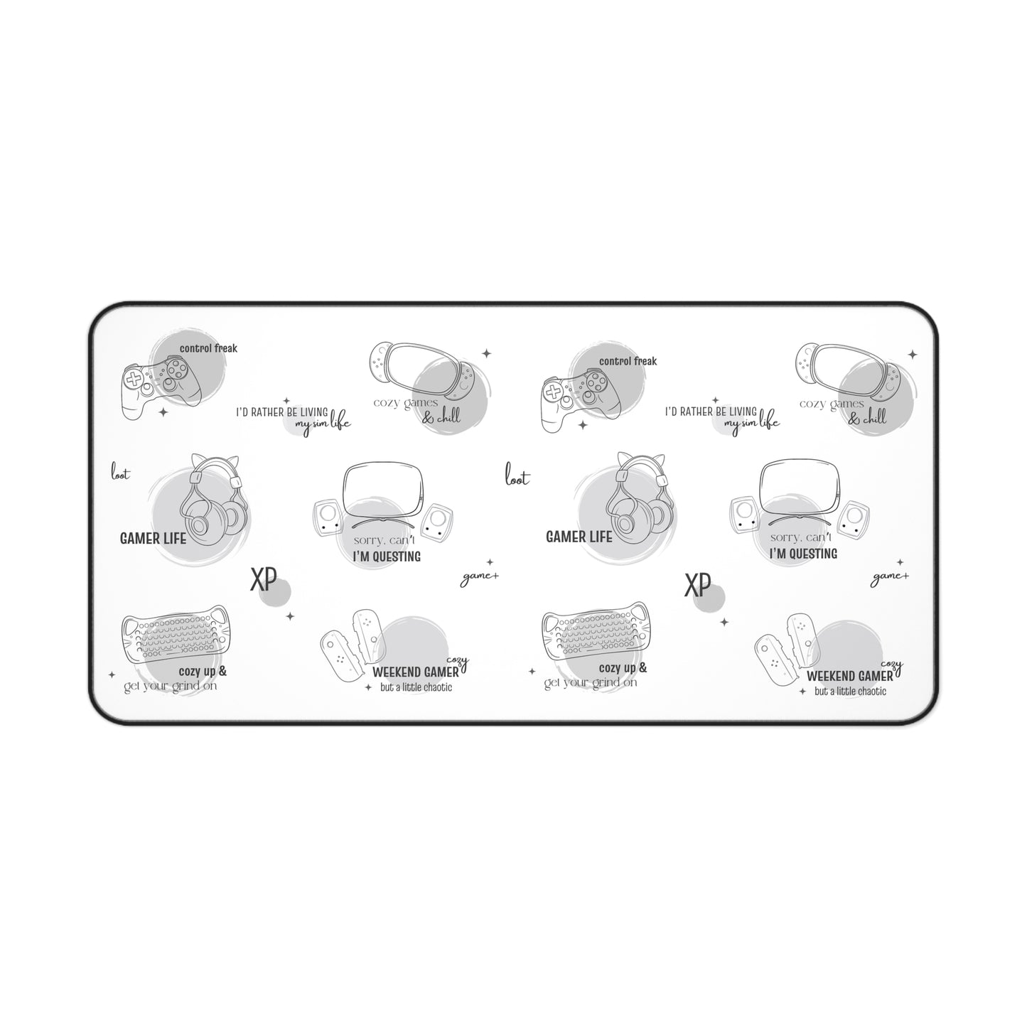 Gamer Geek Terms and Lingo Desk Mat Mouse Pad for Gamers and Streamers