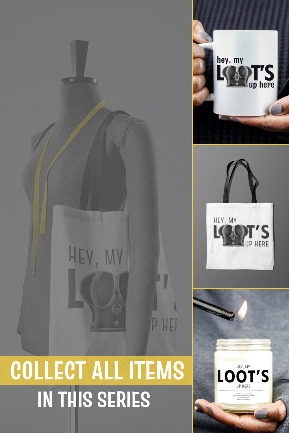 Hey My Loot's Up Here Tote Bag for Gamers