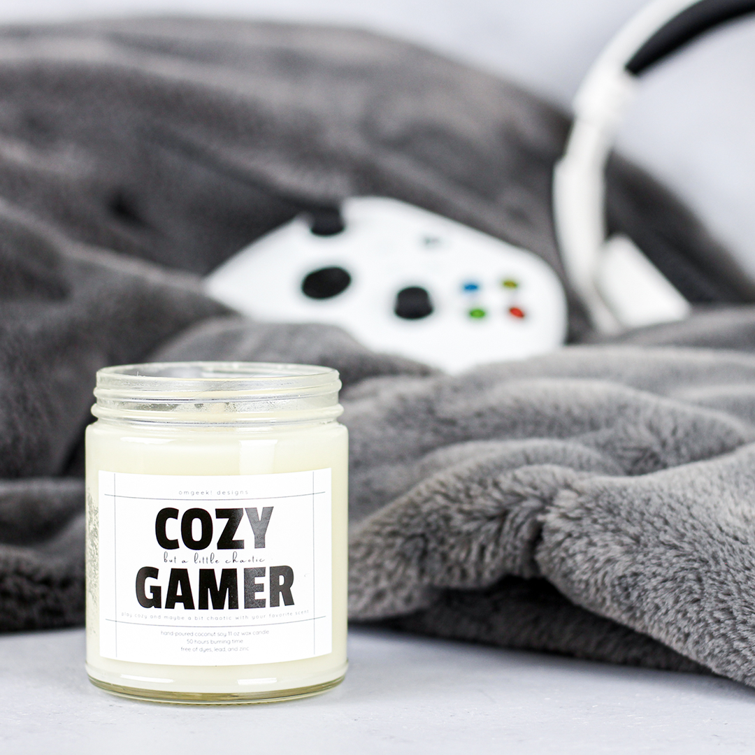 Cozy (and maybe a little chaotic) Gamer Scented Soy Candle for Cozy Gaming Sessions with a Touch of Chaos