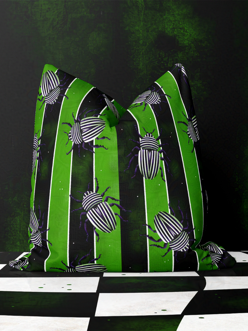 Dancing Beetles Beetle Juice Spun Polyester Square Pillow and Pillowcase