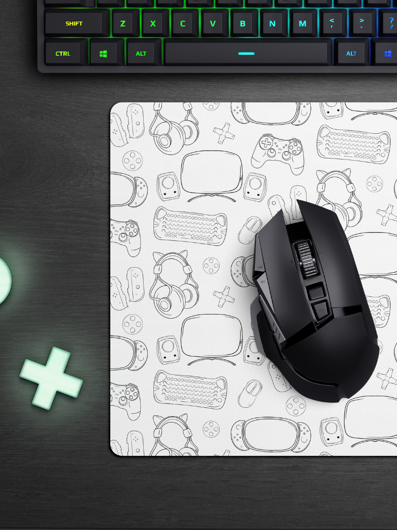 Geeky Gamer Lined Gaming Essentials Desk Mat Mouse Pad for Gaming and Desk Setups