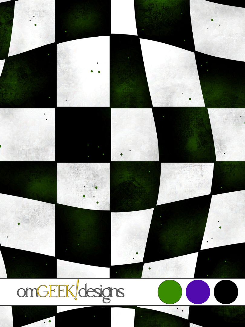 Crooked Beetle Juice Black And White Checkered Fabric