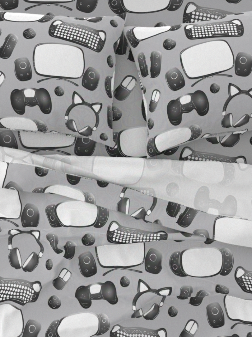 Geeky Gamer Large Essentials Fabric on a Light Grey Background