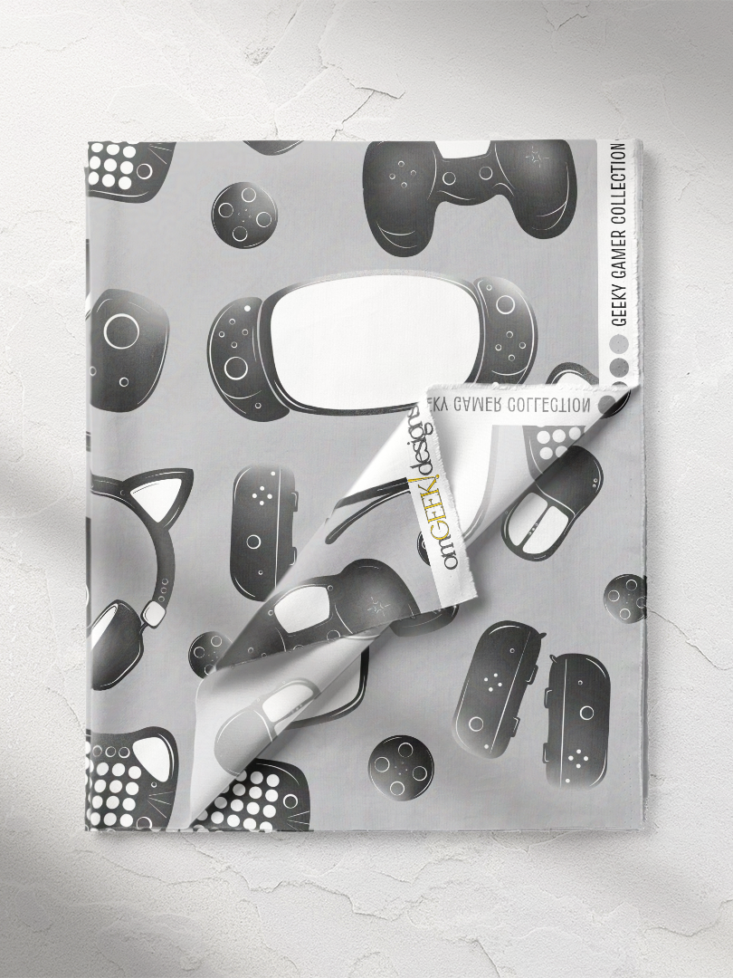 Geeky Gamer Large Essentials Fabric on a Light Grey Background