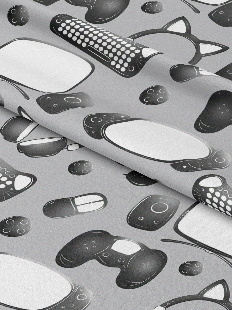 Geeky Gamer Large Essentials Fabric on a Light Grey Background