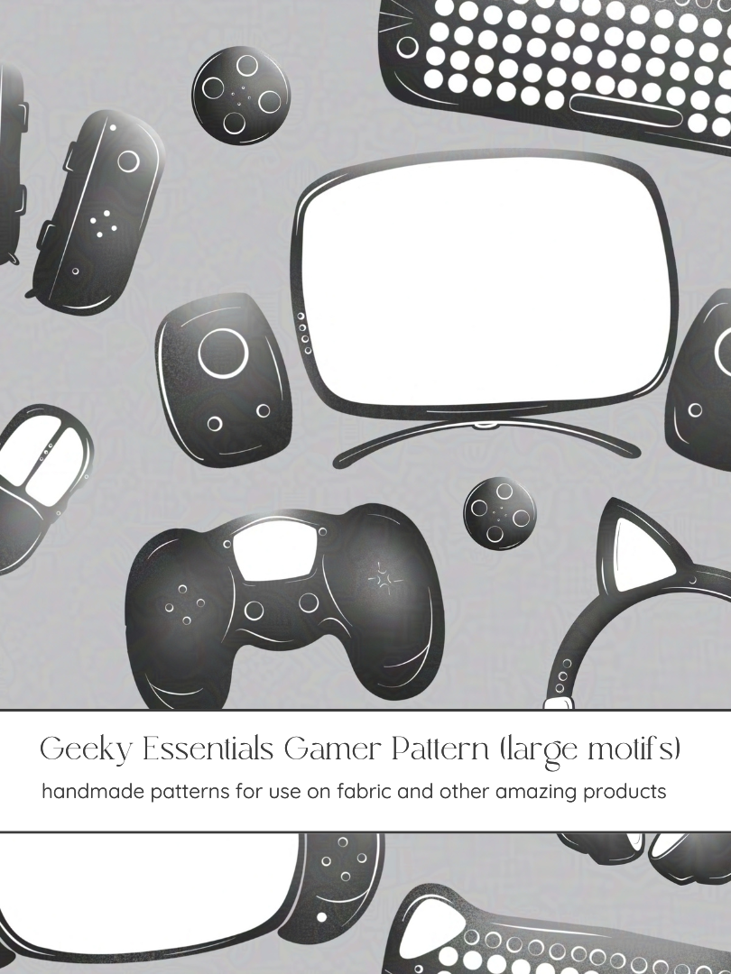 Geeky Gamer Large Essentials Fabric on a Light Grey Background
