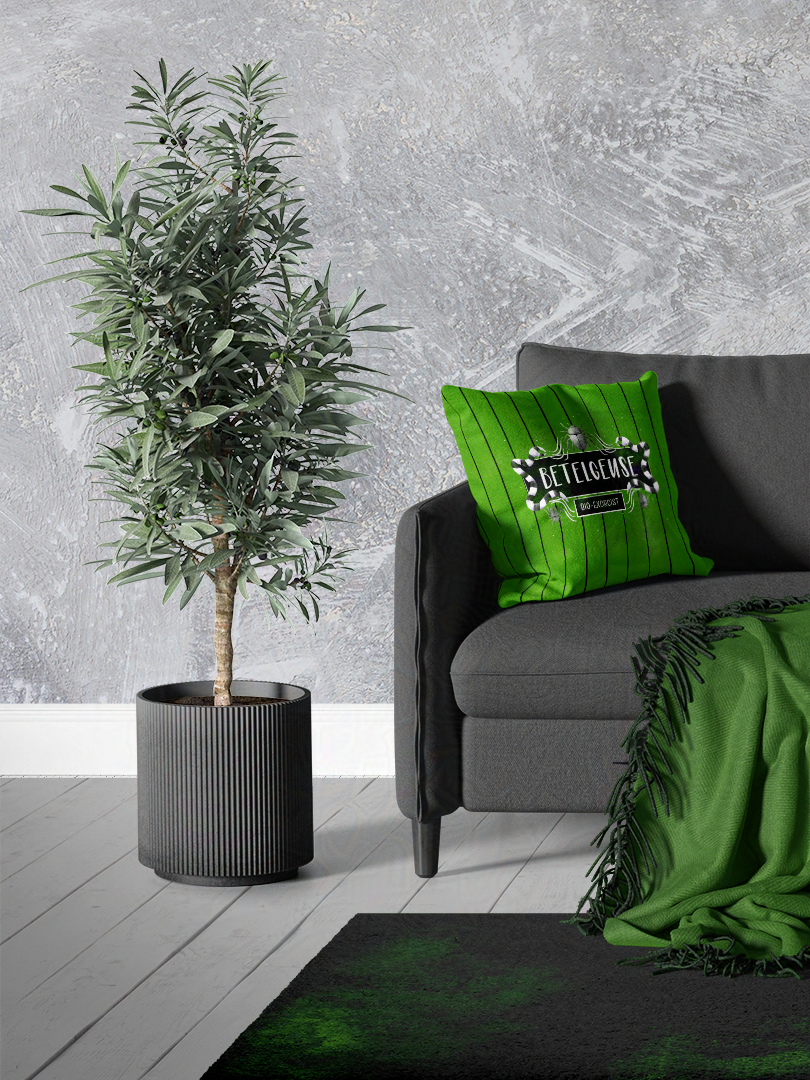 Betelgeuse Beetle Juice Green and Black Striped Spun Polyester Square Pillow and Pillowcase
