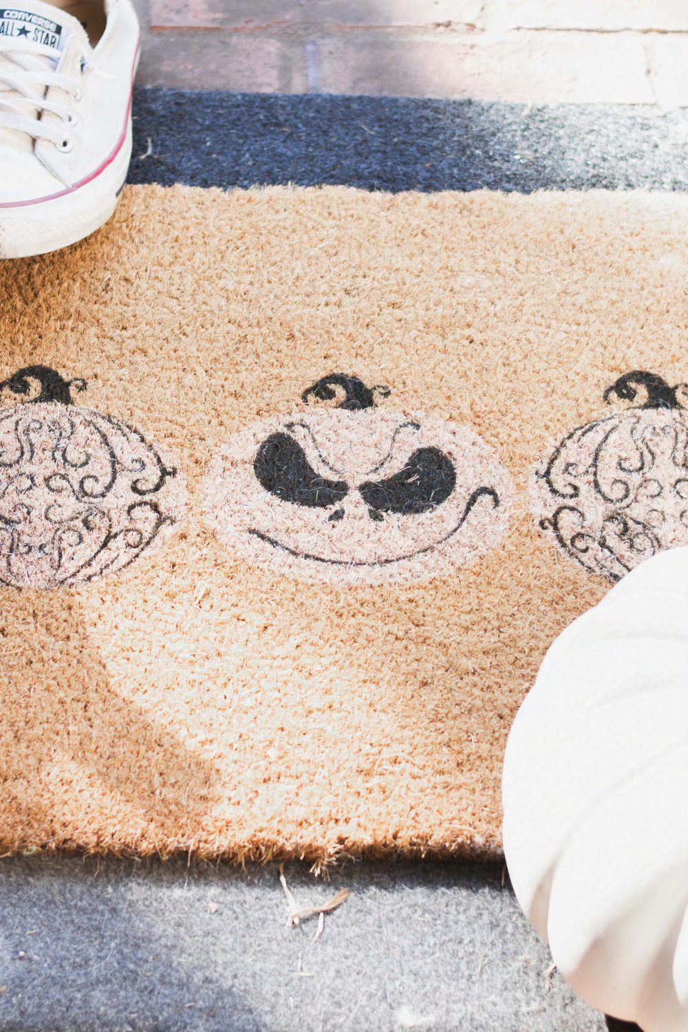 White Pumpkin King Jack Skellington Doormat