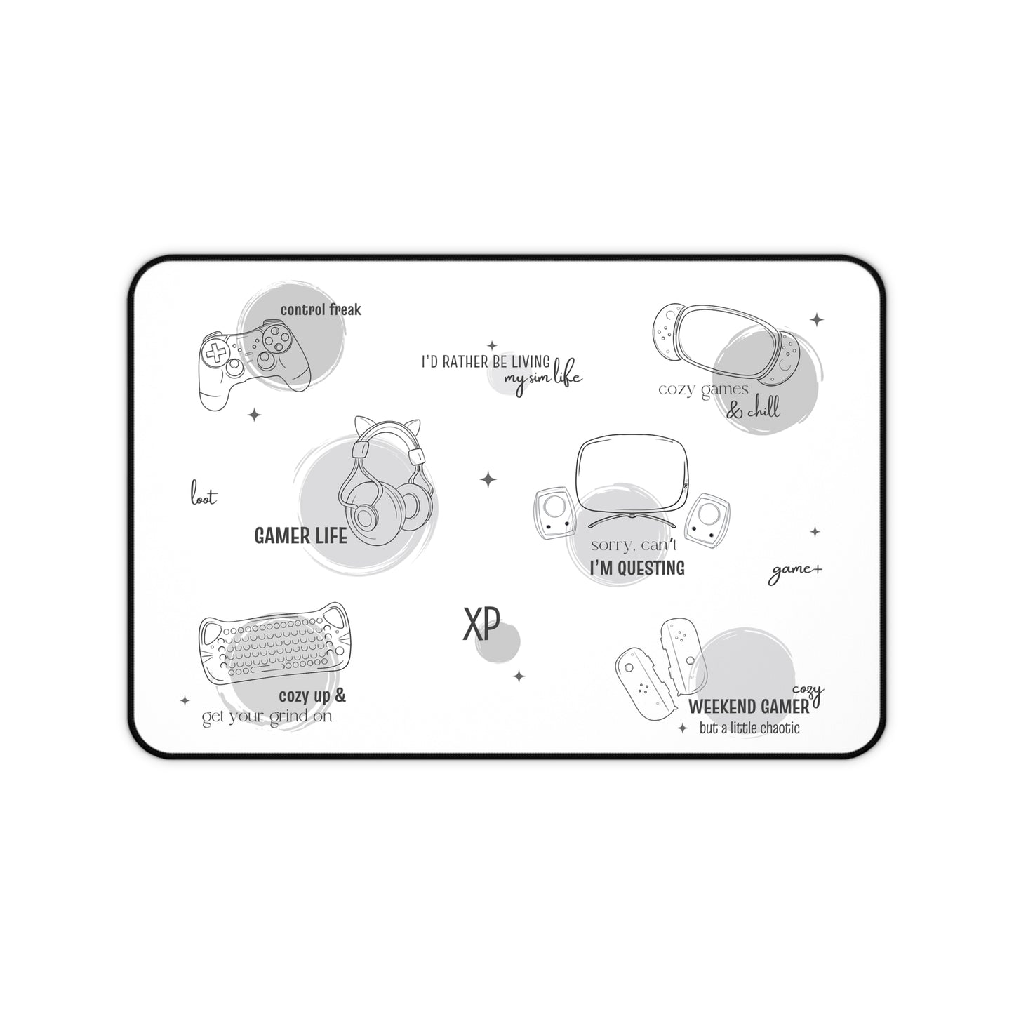 Gamer Geek Terms and Lingo Desk Mat Mouse Pad for Gamers and Streamers