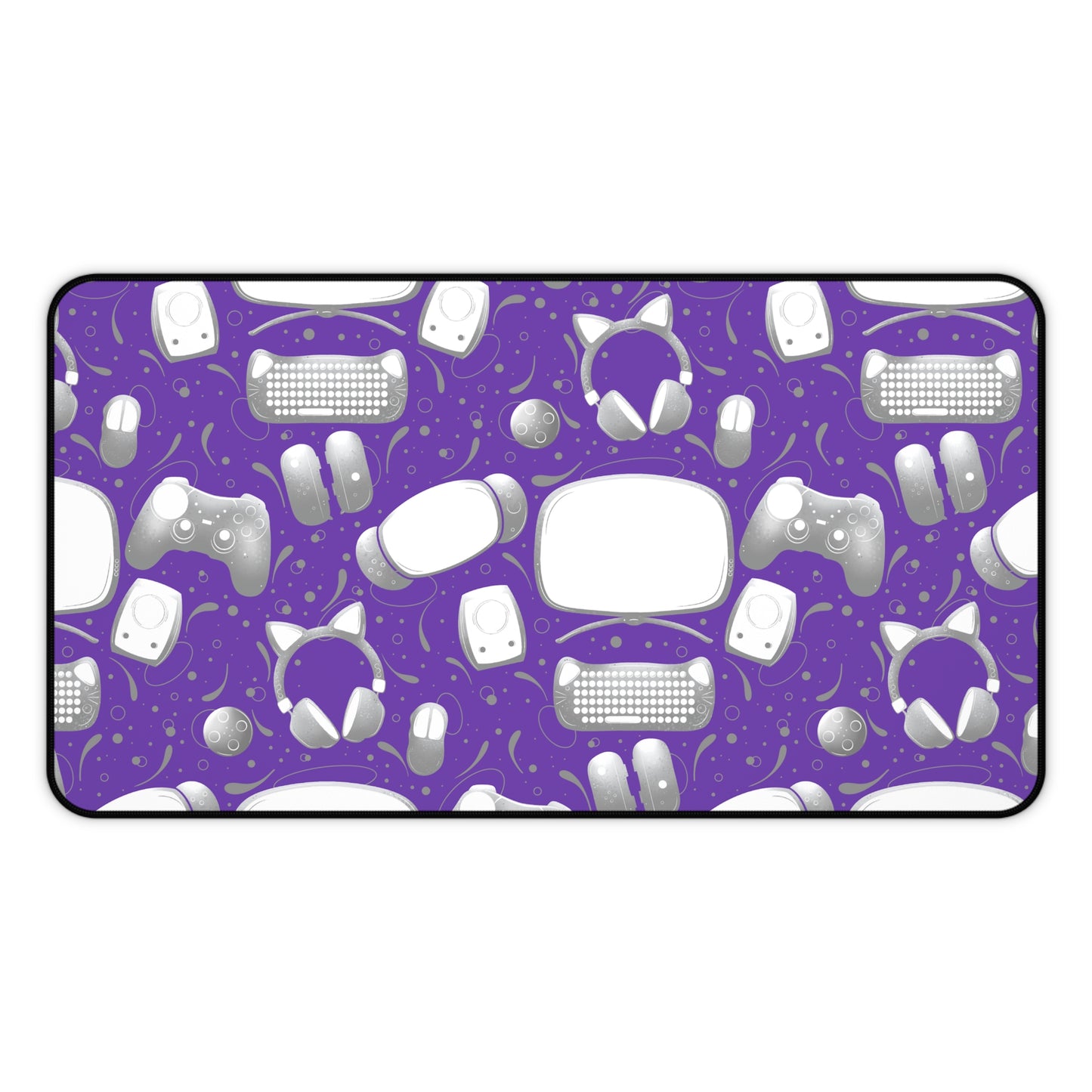 Purple Gamer Geek Essentials Gaming Desk Mat Mouse Pad for Gamers and Streamers
