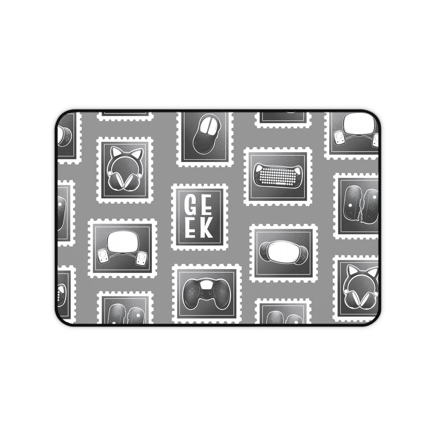 Stamp Gamer Geek Essentials Gaming Desk Mat Mouse Pad for Gamers and Streamers
