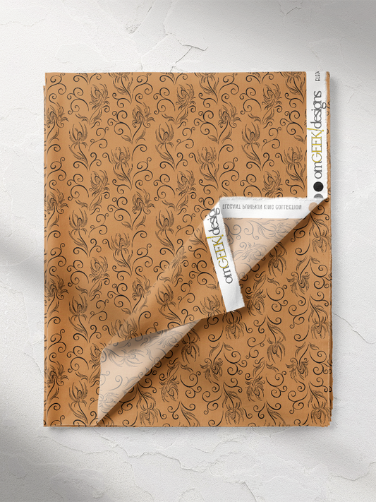 Sally Sea Holly Floral Swirls Pattern in Orange, Small