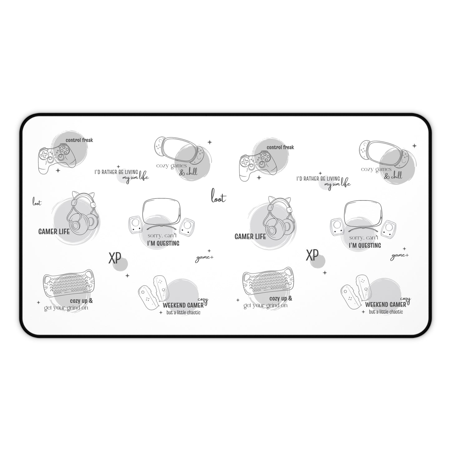 Gamer Geek Terms and Lingo Desk Mat Mouse Pad for Gamers and Streamers
