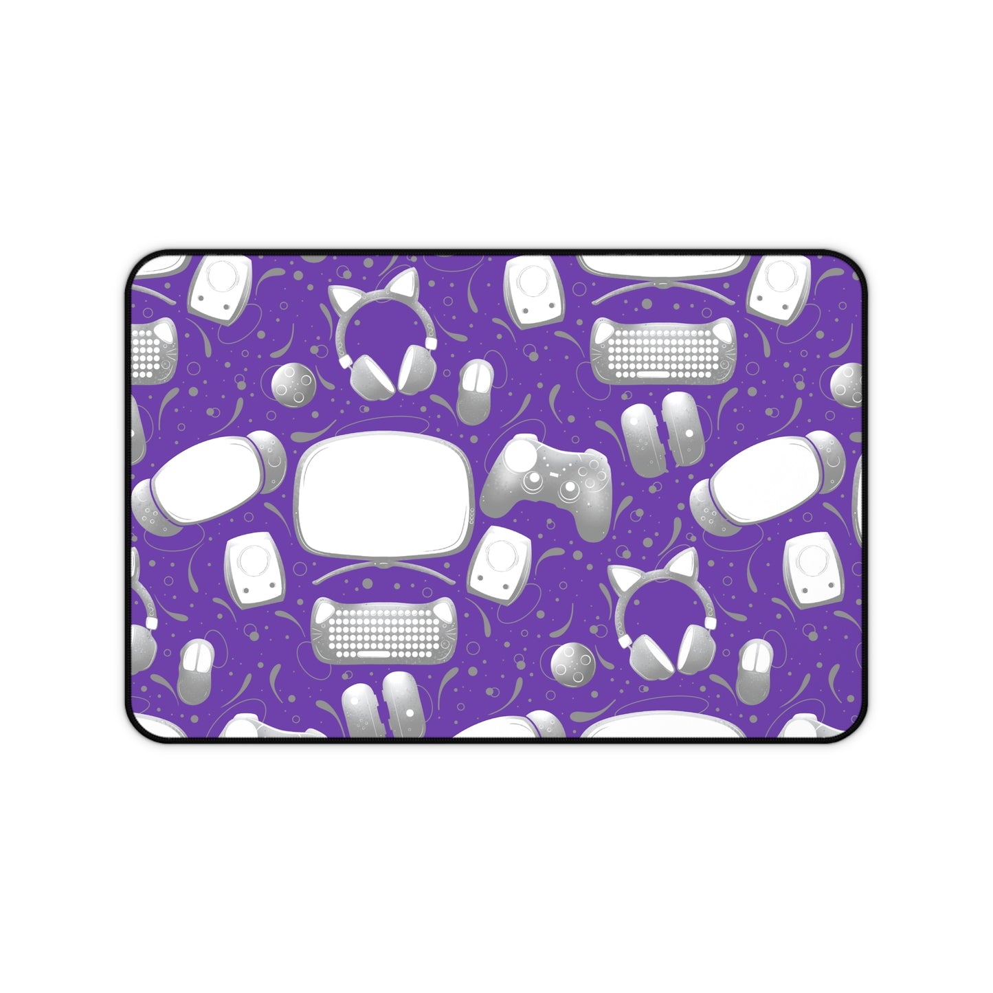 Purple Gamer Geek Essentials Gaming Desk Mat Mouse Pad for Gamers and Streamers