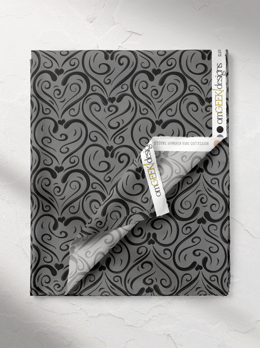 Meant To Be Elegant Heart Swirl Pattern on Muted Gray