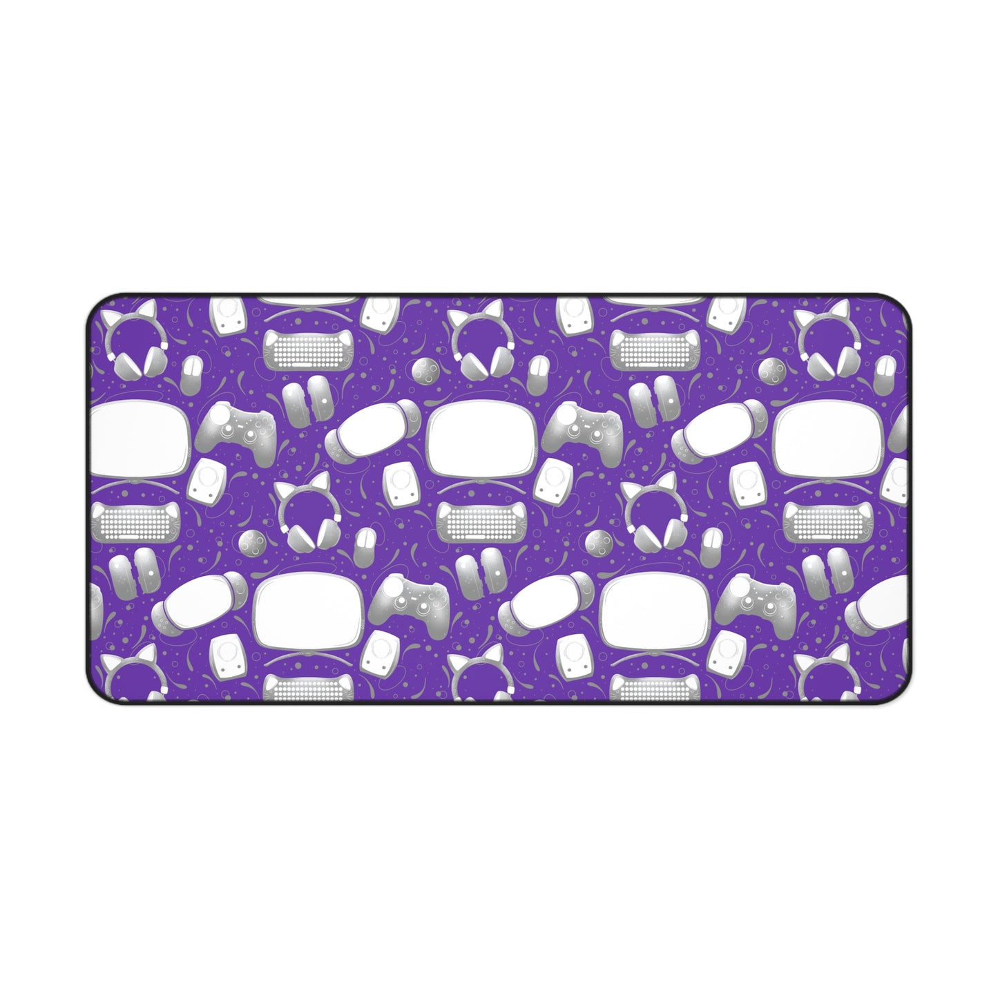 Purple Gamer Geek Essentials Gaming Desk Mat Mouse Pad for Gamers and Streamers