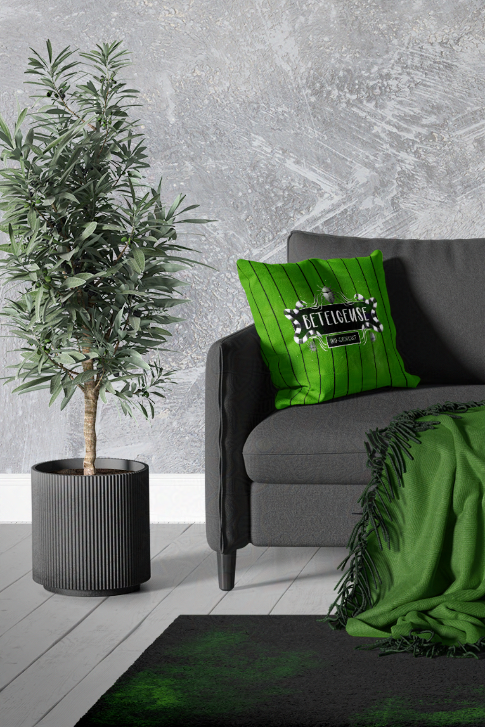 Beetlegeuse Monogram Throw Pillow | Beetle Juice Inspired Square Pillow and Pillowcase