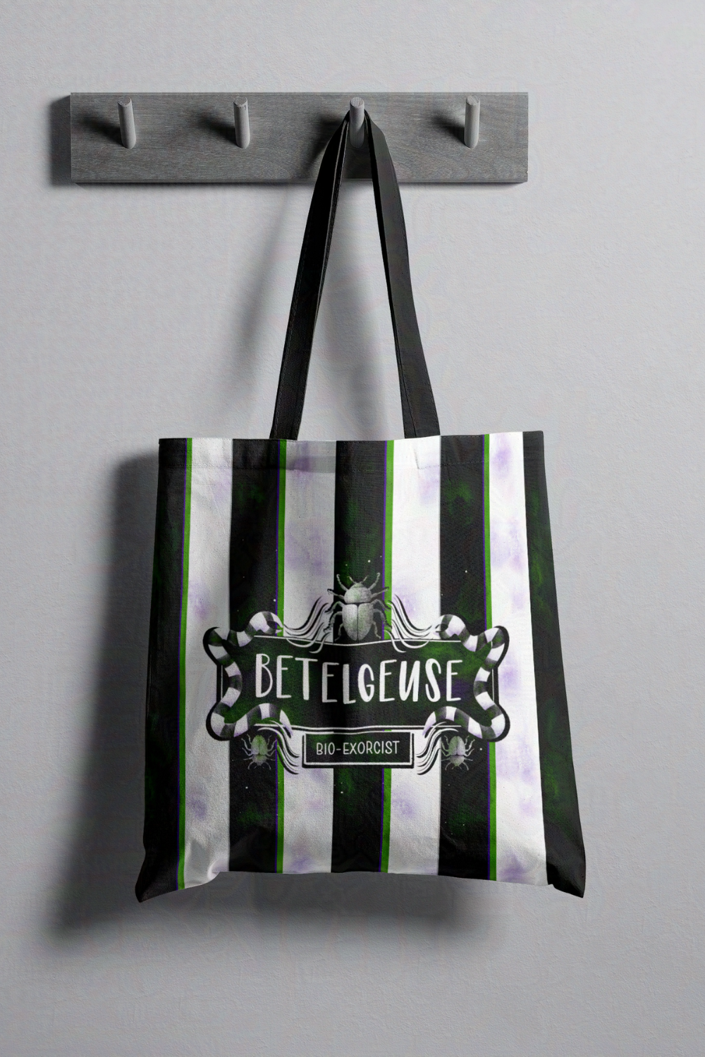 Betelgeuse Striped Monogram Tote Bag | Beetlejuice-Inspired Trick or Treat Bag | Boo Bag