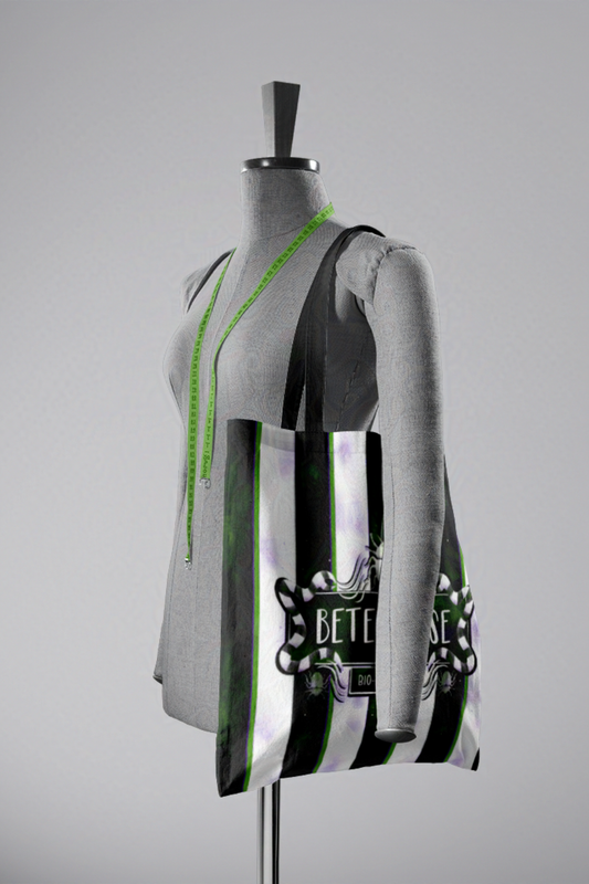 Betelgeuse Striped Monogram Tote Bag | Beetlejuice-Inspired Trick or Treat Bag | Boo Bag