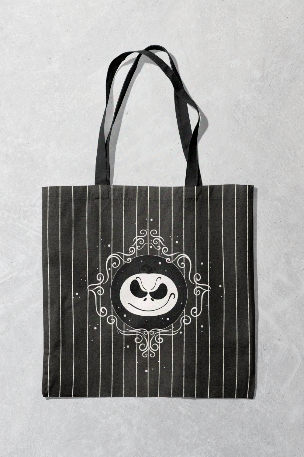Black and White Striped Pumpkin King Swirl Tote Bag | Trick or Treat Bag | Boo Bag