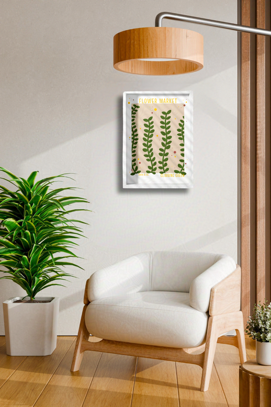 Daisy & Co. Flower Market Framed Wall Art – Climbing Green | Cozy Botanical Video Game Inspired Spring Wall Art