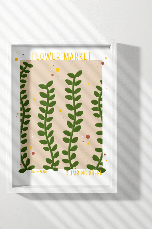 Daisy & Co. Flower Market Framed Wall Art – Climbing Green | Cozy Botanical Video Game Inspired Spring Wall Art