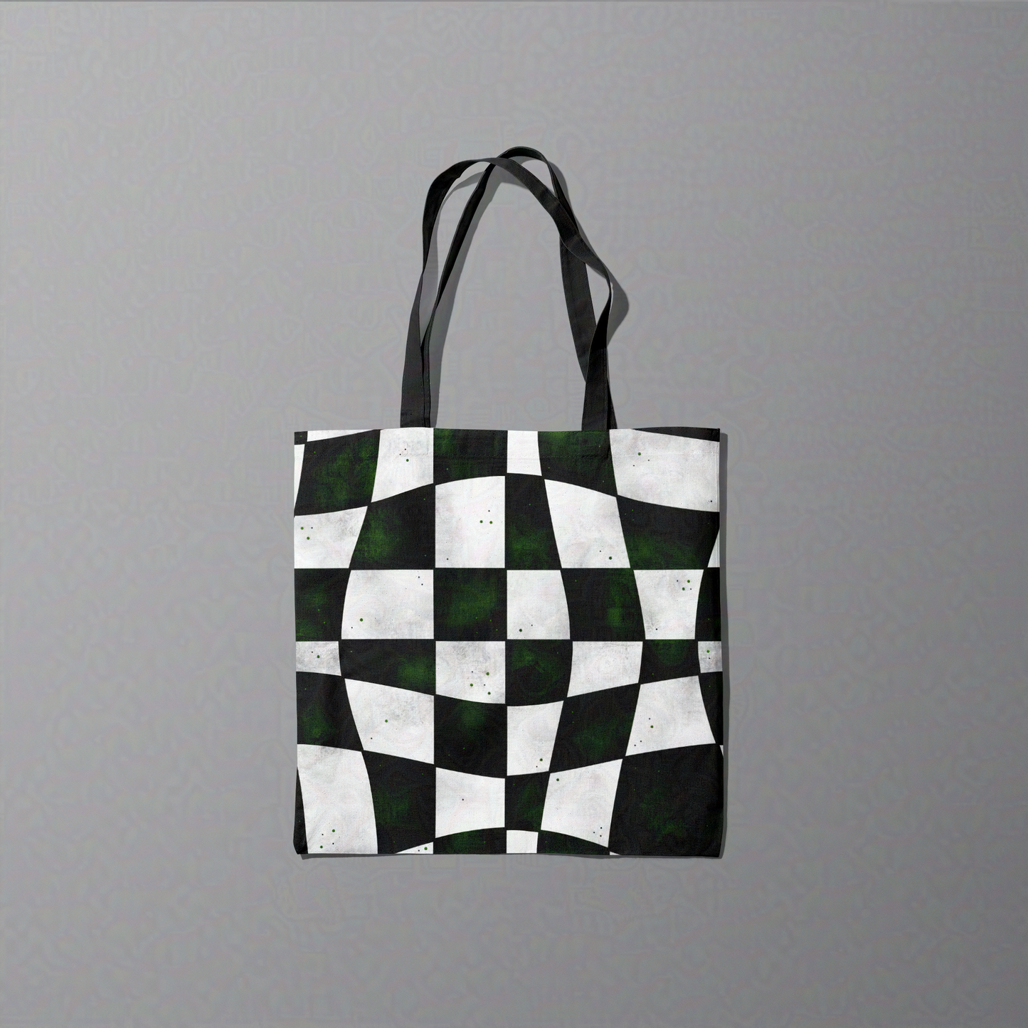 Crooked Checkered Pattern Inspired by Beetle Juice Trick or Treat Carry All Tote Bag