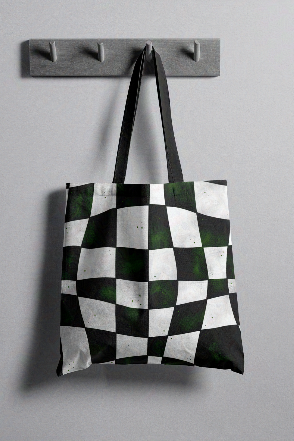 Crooked Checkerboard Tote Bag | Beetlejuice-Inspired Trick or Treat Bag | Boo Bag