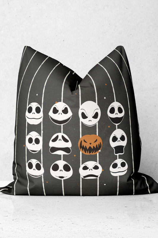 Faces of Jack Spooky Square Throw Pillow