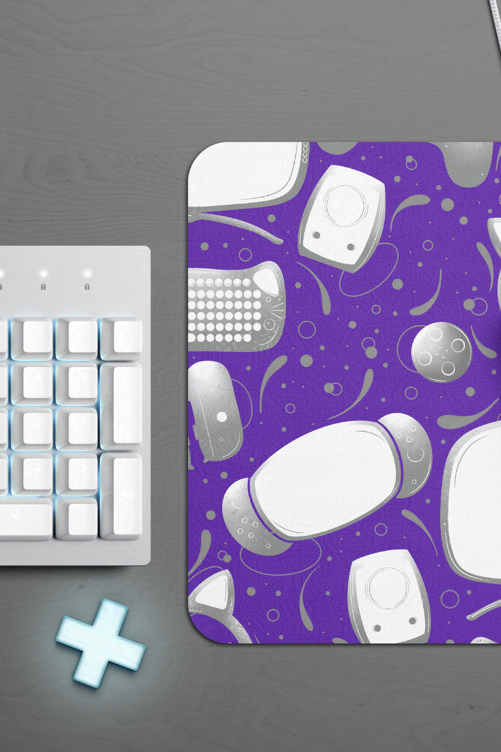 Purple Gamer Geek Essentials Gaming Desk Mat Mouse Pad for Gamers and Streamers