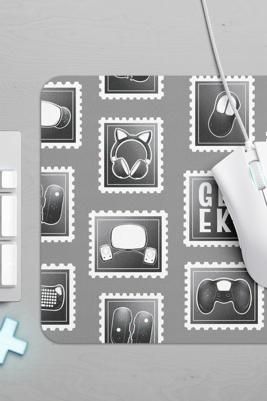 Stamp Gamer Geek Essentials Gaming Desk Mat Mouse Pad for Gamers and Streamers