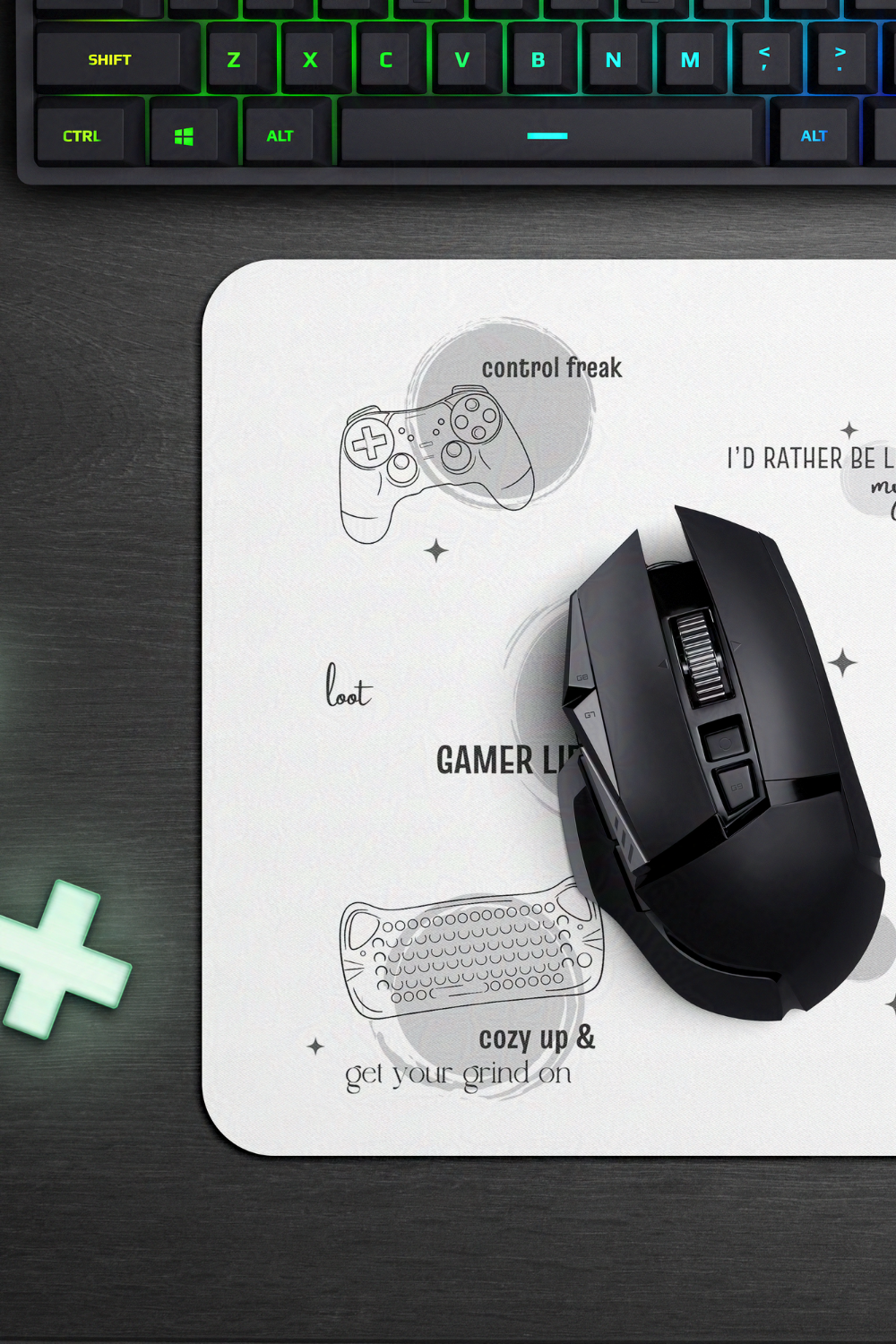 Gamer Geek Terms and Lingo Desk Mat Mouse Pad for Gamers and Streamers