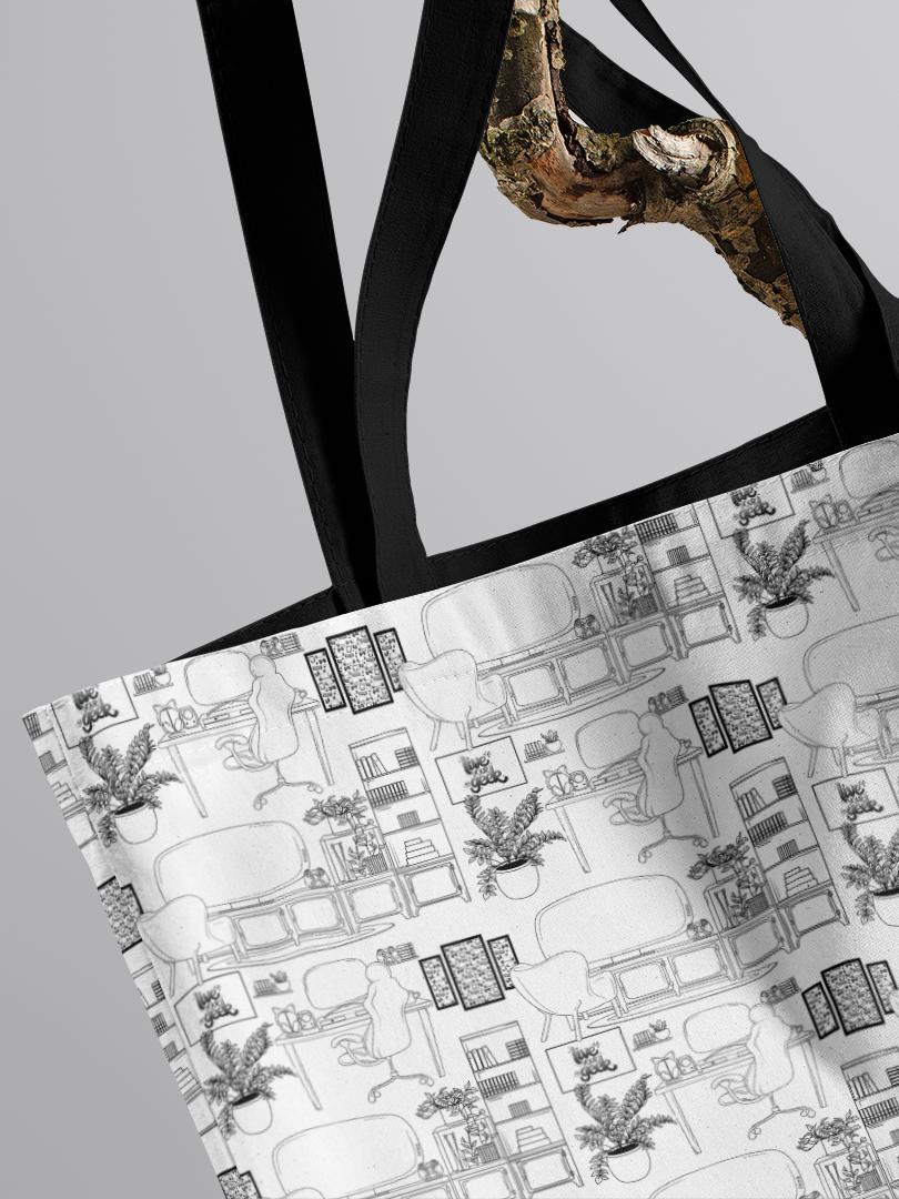 Geeky Gaming Streaming Setup Modern Toile de Jouy Tote Bag for Gamers and Streamers in a Carry All bag for Geeks