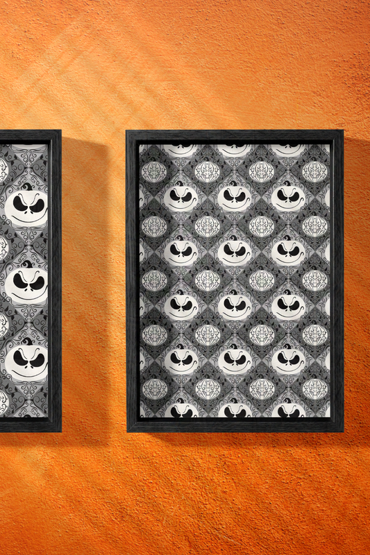Jack Skellington-Inspired Pumpkin King Small Pattern Wall Art | Spooky, Subtle, Stylized Wall Print