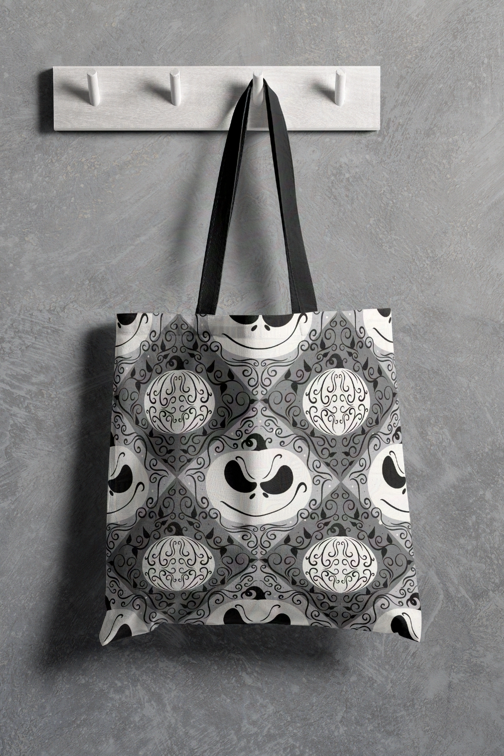 Elegant Grey Pumpkin King Swirl Tote Bag | Trick or Treat Bag | Boo Bag