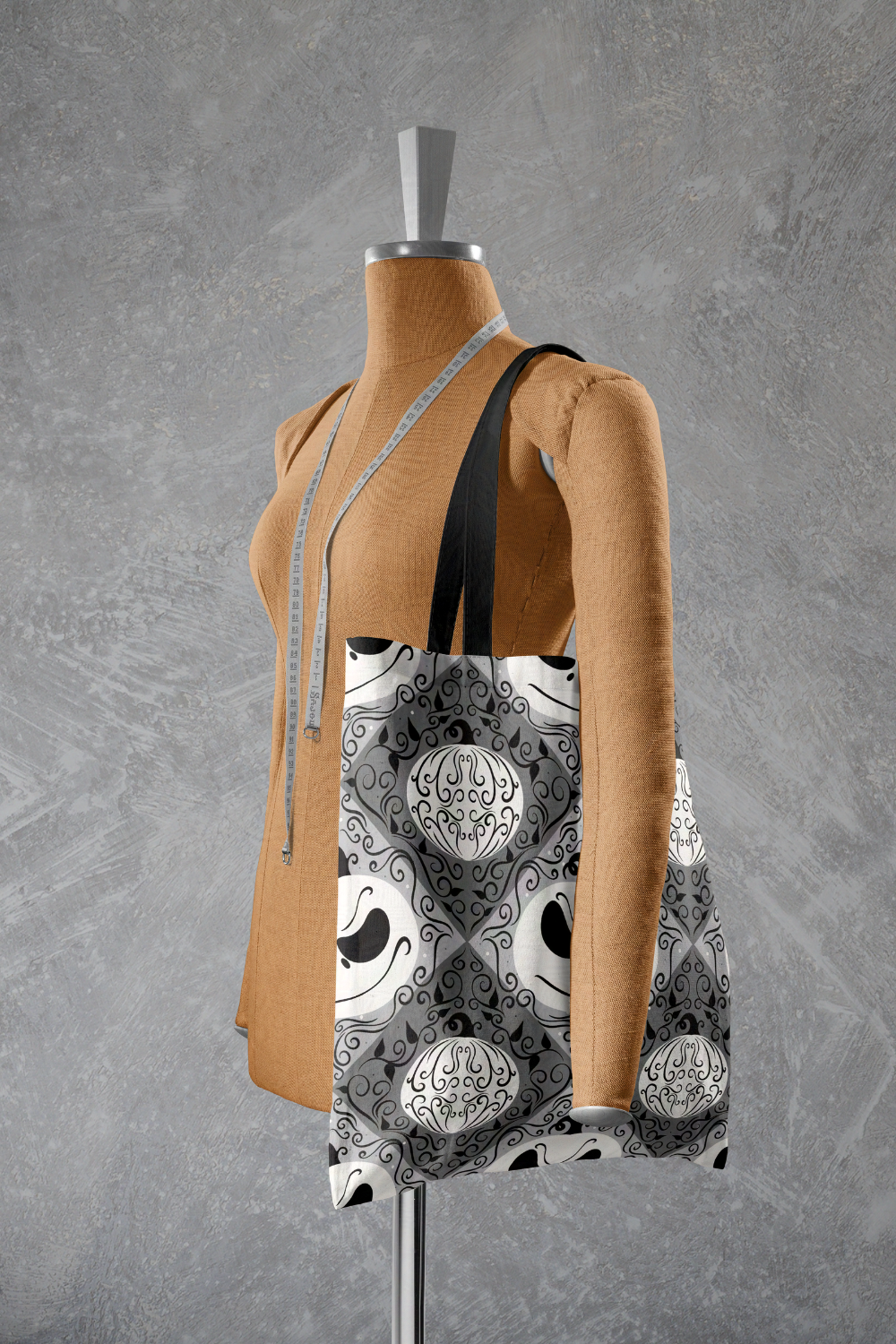 Elegant Grey Pumpkin King Swirl Tote Bag | Trick or Treat Bag | Boo Bag