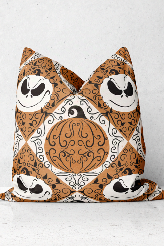 Jack Orange Pumpkin King Pattern Square Throw Pillow