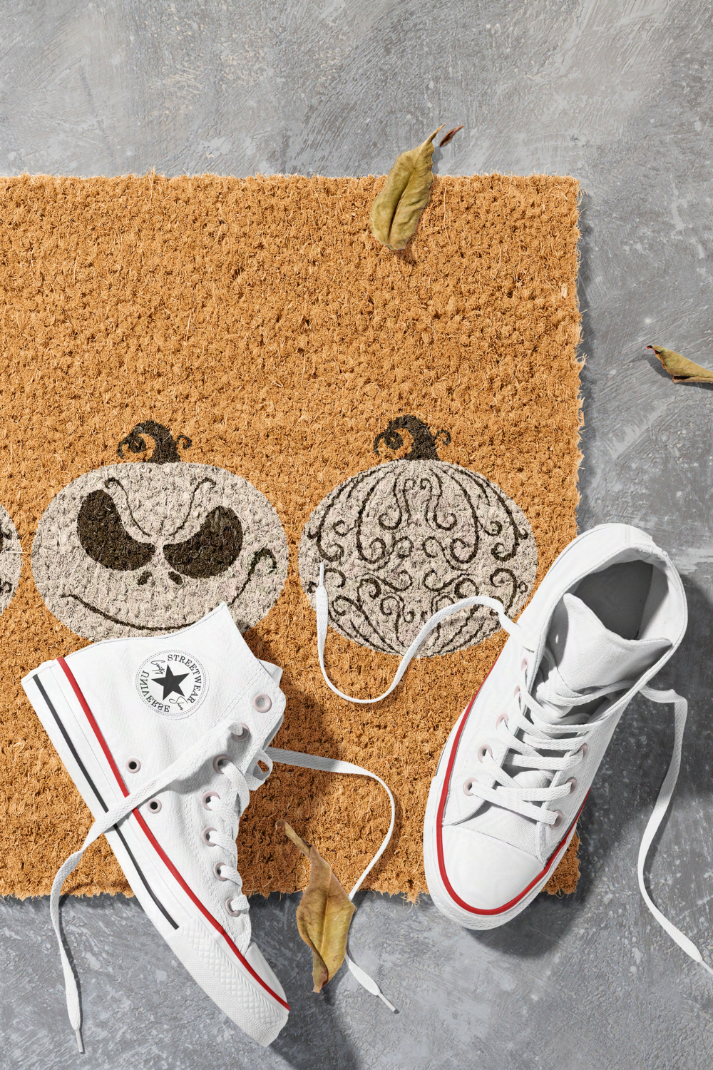 White Pumpkin King Jack Skellington Doormat