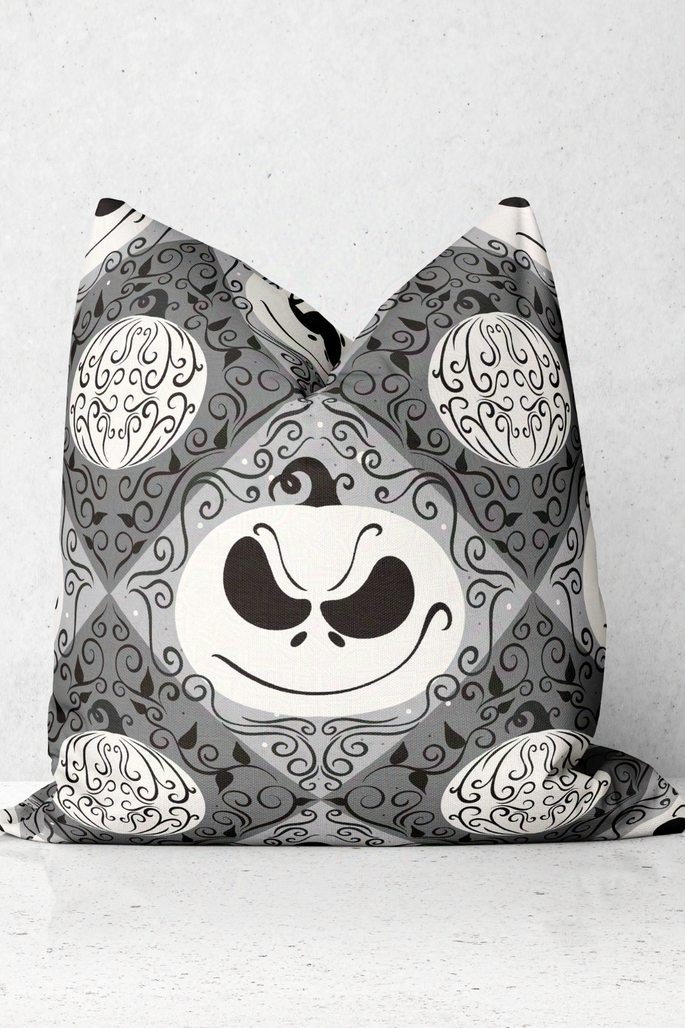 Jack White Pumpkin King Pattern Square Throw Pillow