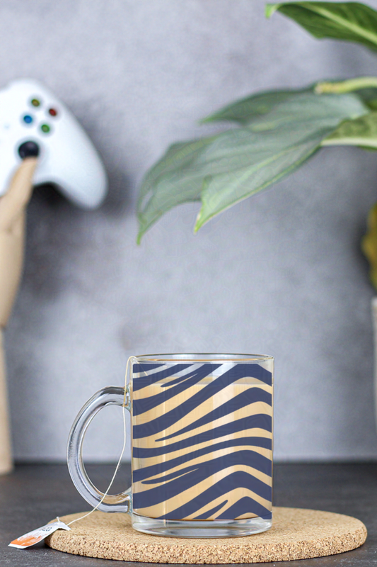 Lekku-Blue Patterned Padawan Stripes Clear Glass Mug